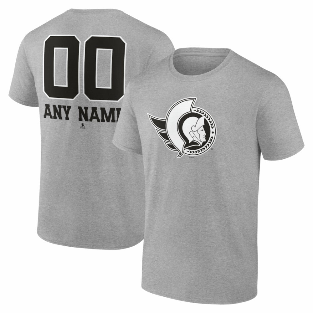 Ottawa Senators - Big & Tall Personalized Name & Number Monochrome T-Shirt Gray