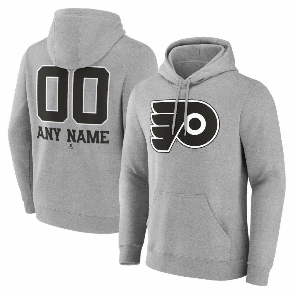 Philadelphia Flyers - Big & Tall Personalized Name & Number Monochrome Pullover Hoodie Gray