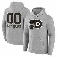 Philadelphia Flyers - Big & Tall Personalized Name & Number Monochrome Pullover Hoodie Gray