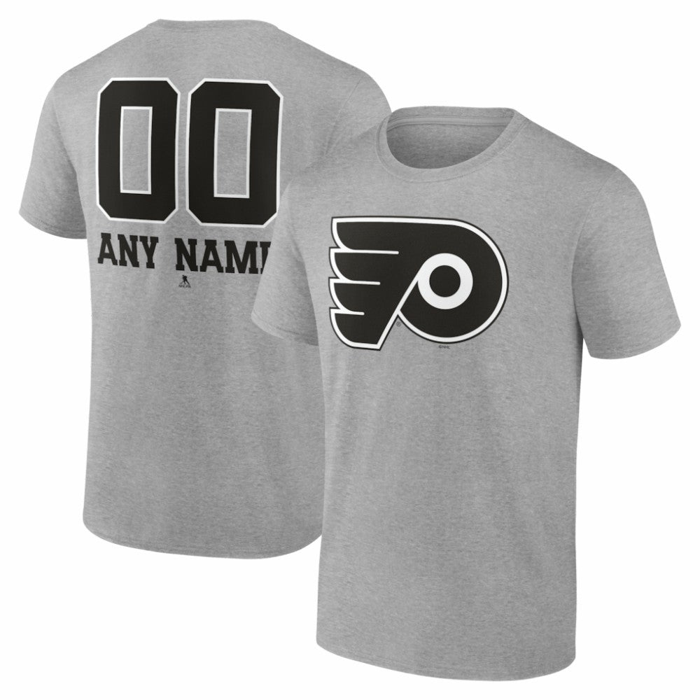 Philadelphia Flyers - Big & Tall Personalized Name & Number Monochrome T-Shirt Gray