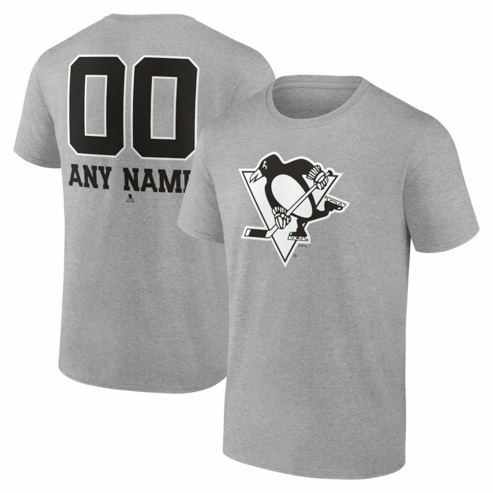 Pittsburgh Penguins Big & Tall Personalized Name & Number Monochrome T-Shirt Gray