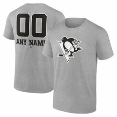 Pittsburgh Penguins Big & Tall Personalized Name & Number Monochrome T-Shirt Gray