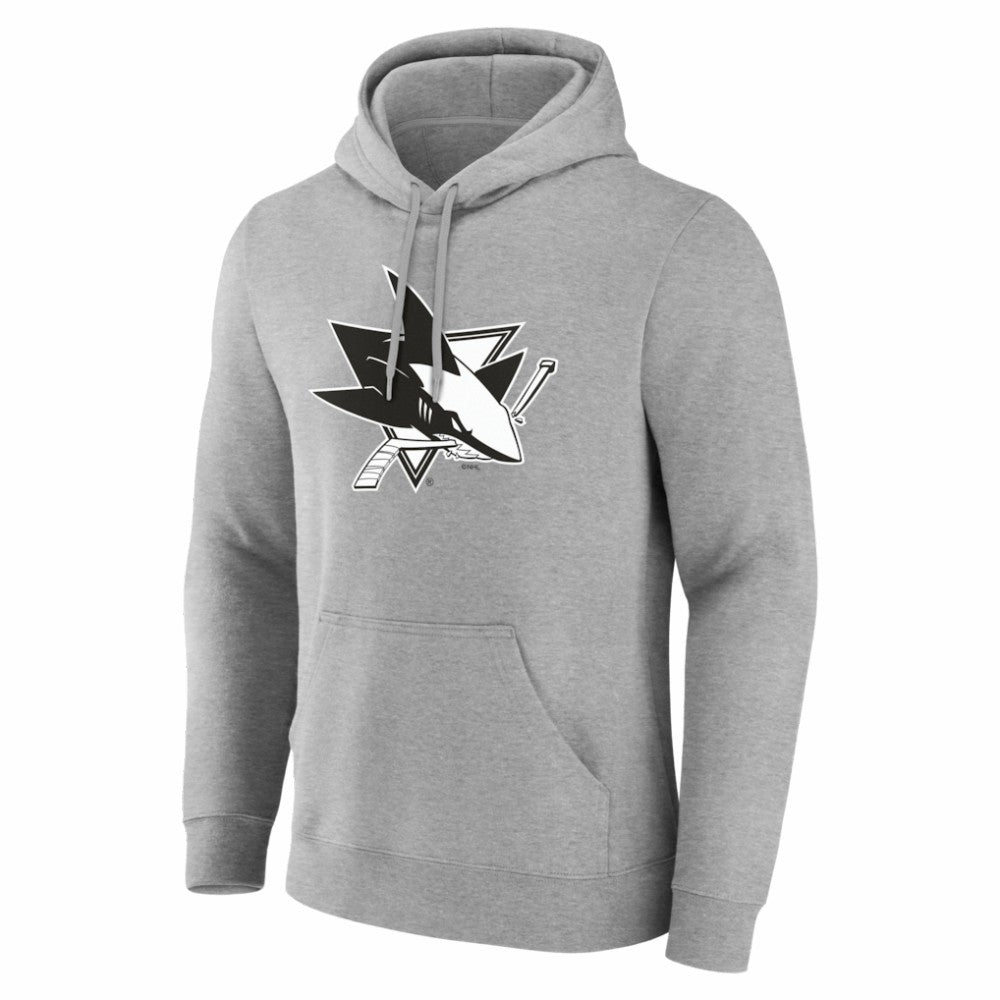 San Jose Sharks - Big & Tall Personalized Name & Number Monochrome Pullover Hoodie Gray