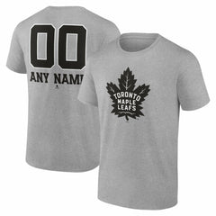 Toronto Maple Leafs - Big & Tall Personalized Name & Number Monochrome T-Shirt Gray