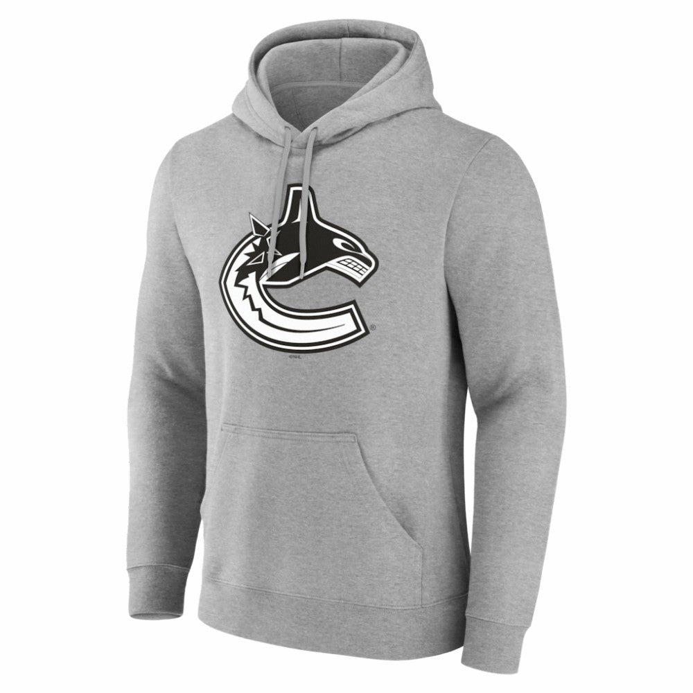 Vancouver Canucks - Big & Tall Personalized Name & Number Monochrome Pullover Hoodie Gray