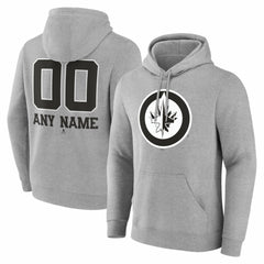 Winnipeg Jets - Big & Tall Personalized Name & Number Monochrome Pullover Hoodie Gray
