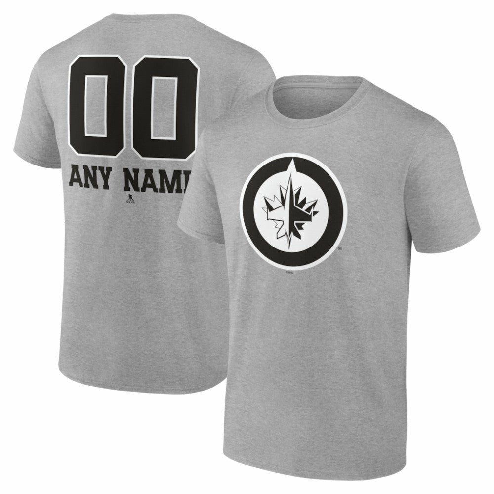 Winnipeg Jets - Big & Tall Personalized Name & Number Monochrome T-Shirt Gray