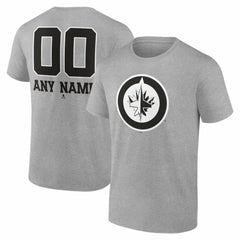 Winnipeg Jets - Big & Tall Personalized Name & Number Monochrome T-Shirt Gray