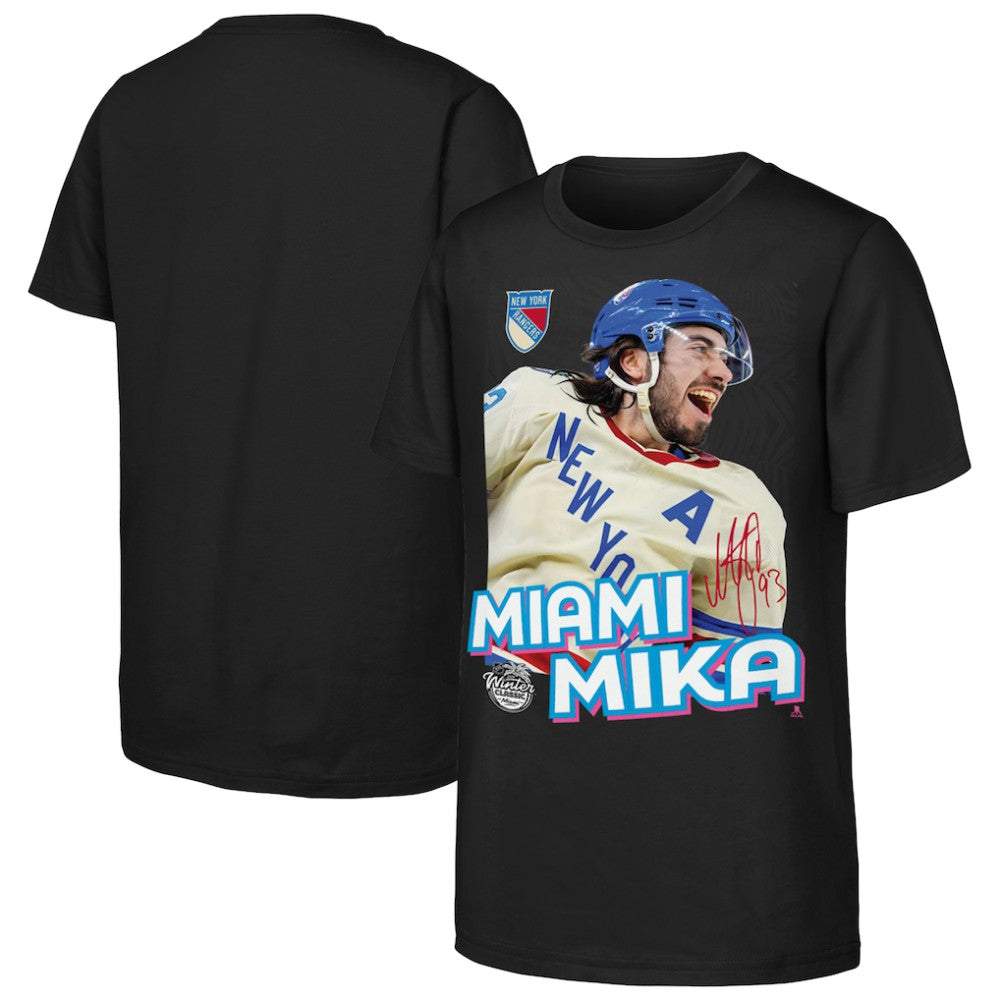 Mika Zibanejad New York Rangers Outerstuff Youth Miami Mika T-Shirt Black