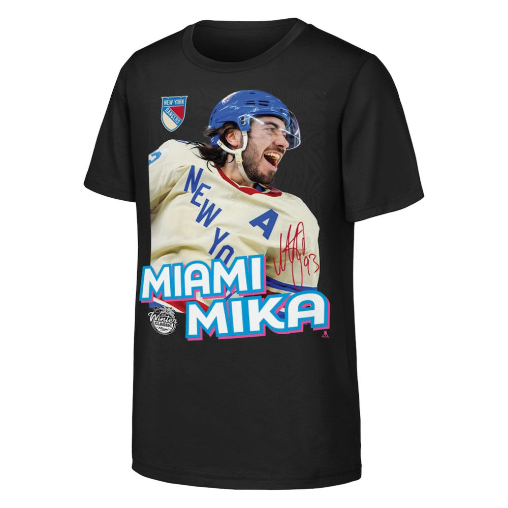 Mika Zibanejad New York Rangers Outerstuff Youth Miami Mika T-Shirt Black