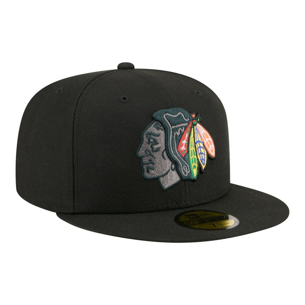 Chicago Blackhawks New Era Color Pop 59FIFTY Fitted Hat Black
