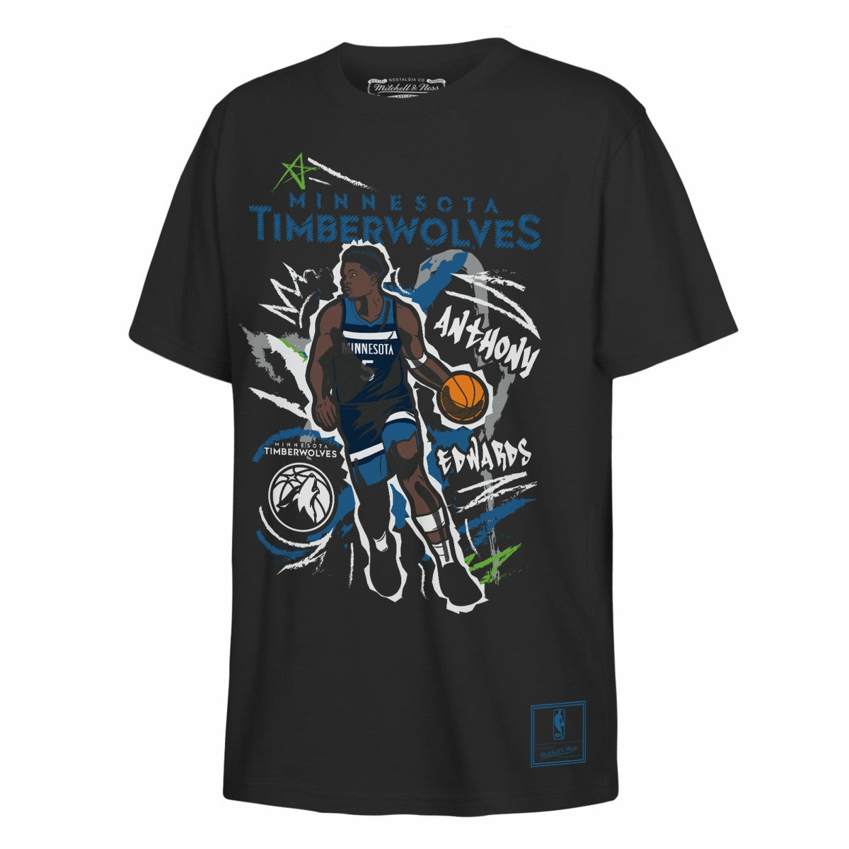 NBA - Anthony Edwards Minnesota Timberwolves Outerstuff Youth Chalked Up Player Name & Number T-Shirt - Black