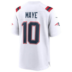 Drake Maye New England Patriots Super Bowl LX Patch Game Jersey White - Nike