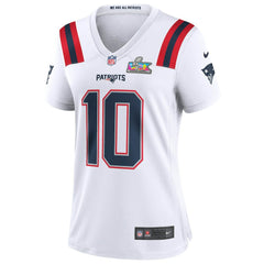 Drake Maye New England Patriots Women's Super Bowl LX Patch Game Jersey White - Nike