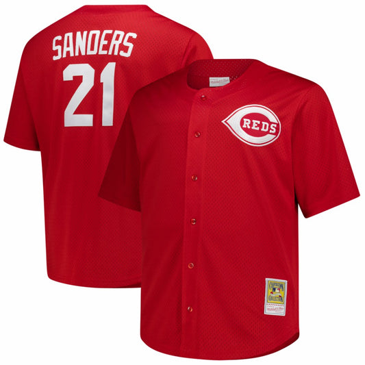 Deion Sanders Cincinnati Reds Mitchell & Ness Big & Tall Cooperstown Mesh Batting Practice Jersey - Red | MLB Jerseys