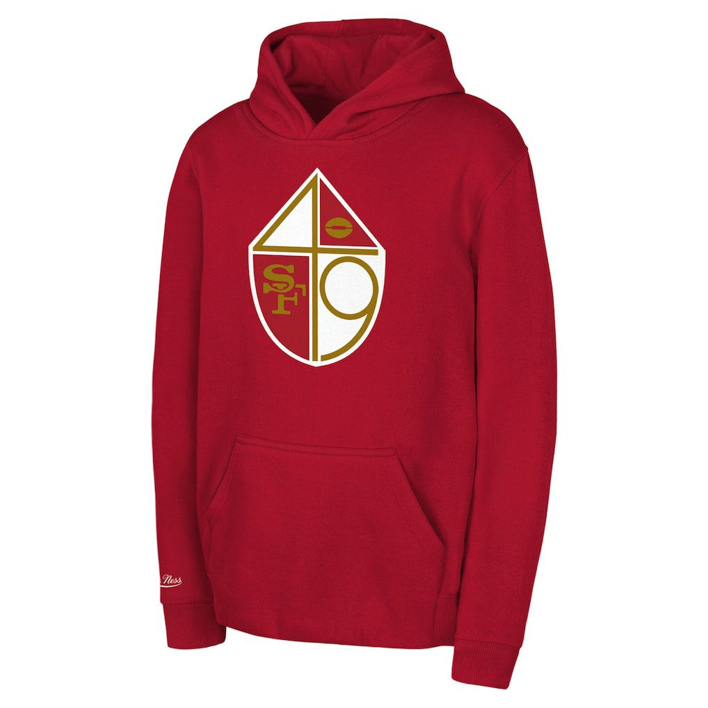 San Francisco 49ers Youth Retro Logo Retro Logo Hoodie Scarlet - Mitchell & Ness