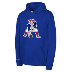 New England Patriots Youth Retro Logo Hoodie Royal - Mitchell & Ness