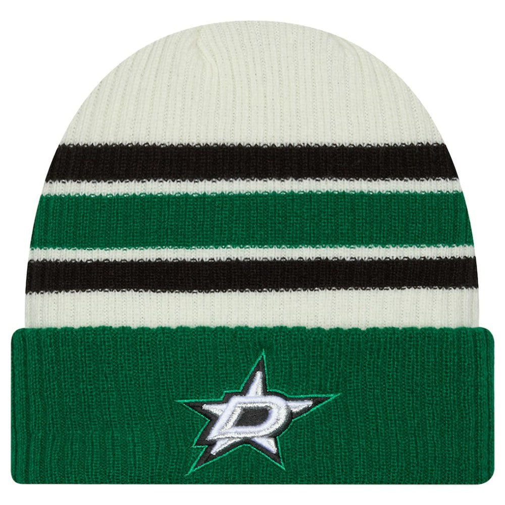Dallas Stars - New Era Vintage Cuffed Knit Hat Cream/Kelly Green
