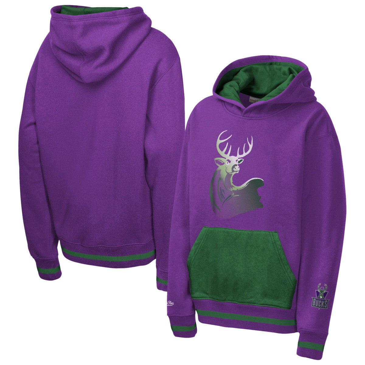 Mitchell & Ness - Milwaukee Bucks Youth Playmaker Fashion Fleece Hoodie - Purple