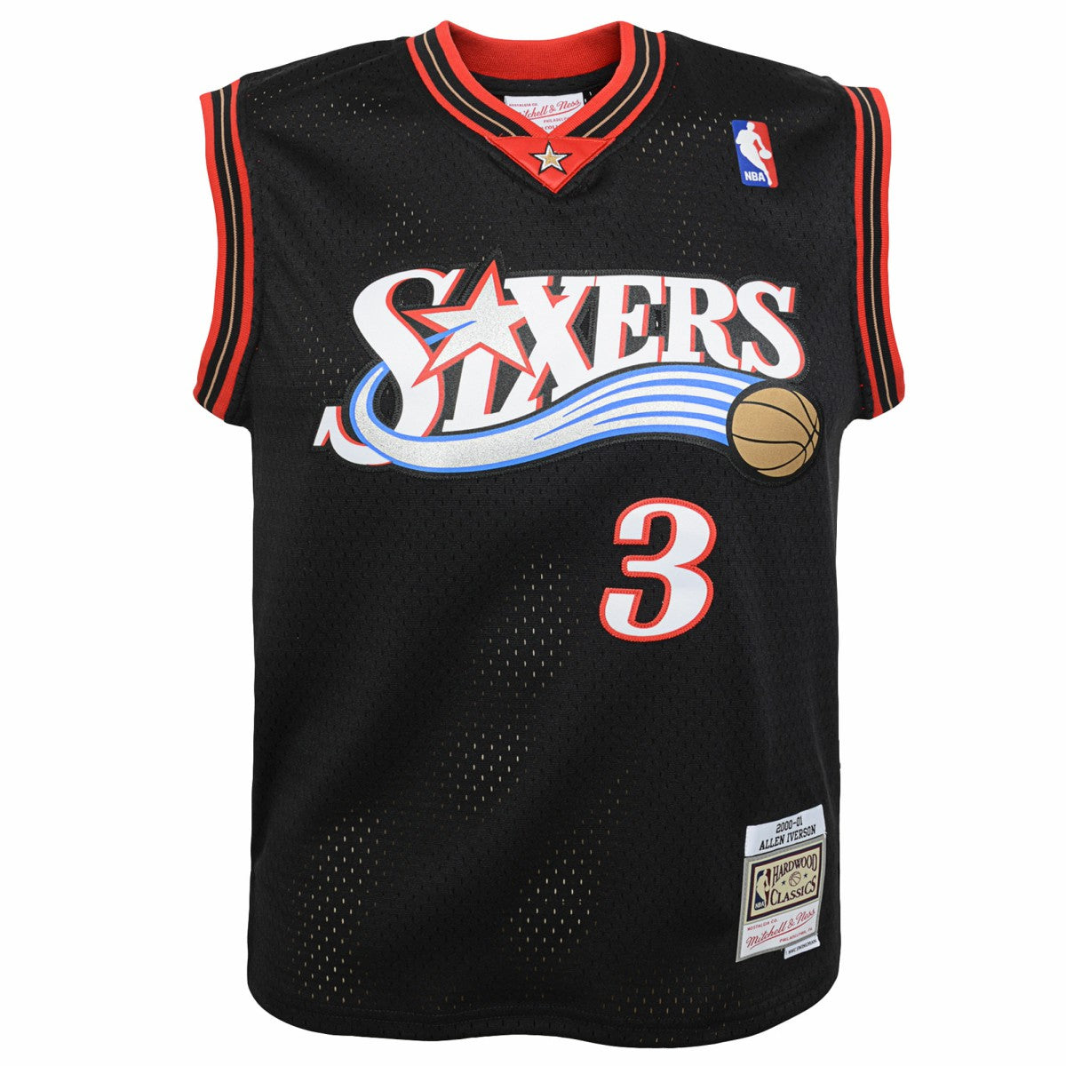Mitchell & Ness - Allen Iverson Philadelphia 76ers Youth 2000-01 Swingman Road Jersey - Black