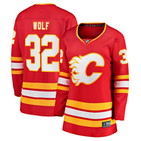 Dustin Wolf Calgary Flames Fanatics Women's Home Breakaway Jersey - Red | NHL Jerseys
