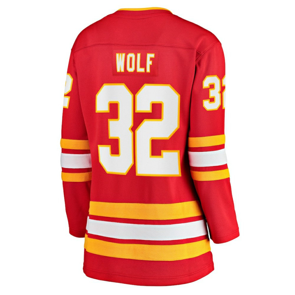 Dustin Wolf Calgary Flames Fanatics Women's Home Breakaway Jersey - Red | NHL Jerseys
