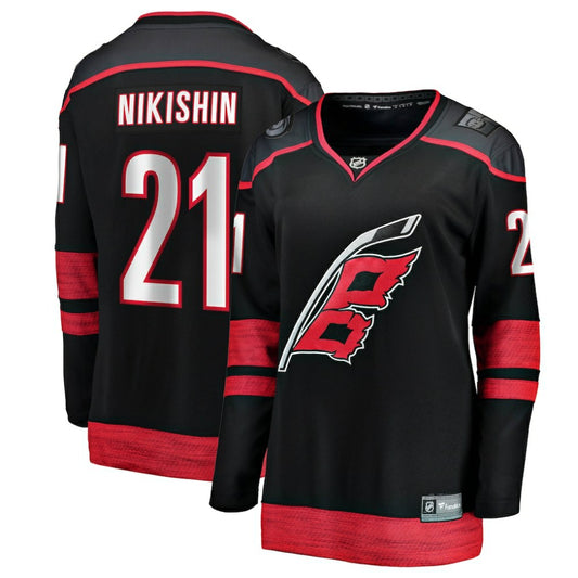 Alexander Nikishin Carolina Hurricanes Fanatics Women's Home Breakaway Jersey - Black | NHL Jerseys