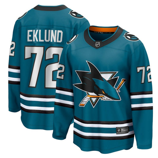 William Eklund San Jose Sharks Fanatics Home Breakaway Jersey - Teal | NHL Jerseys