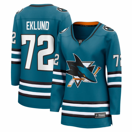 William Eklund San Jose Sharks Fanatics Women's Home Breakaway Jersey - Teal | NHL Jerseys