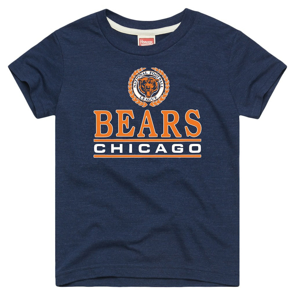 Chicago Bears Homage Youth Crest Tri-Blend T-Shirt Navy - NFL
