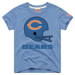 Chicago Bears Homage Youth Big Helmet Tri-Blend T-Shirt Light Blue - NFL