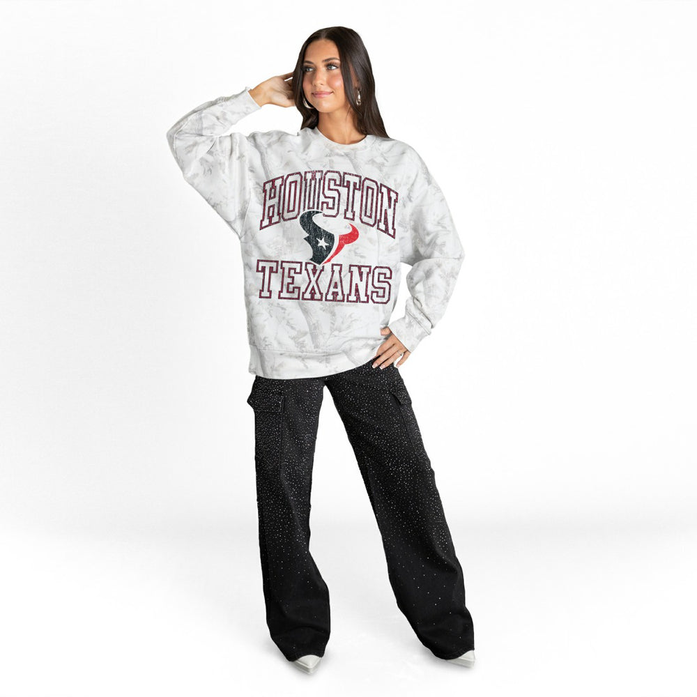 Houston Texans Gameday Couture Women's Whiteout Oversized Premium Fleece Sweatshirt Arctic Camo - NFL