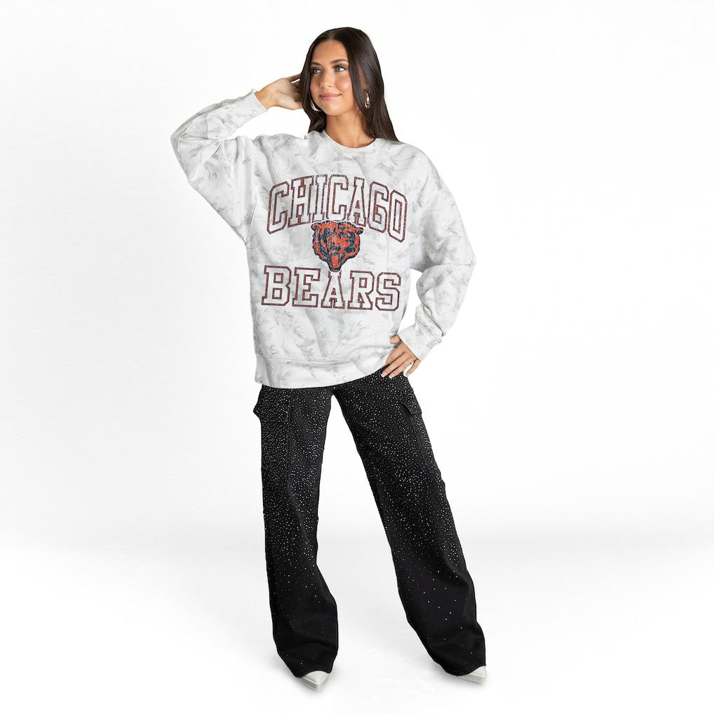 Chicago Bears Gameday Couture Women's Whiteout Oversized Premium Fleece Sweatshirt Arctic Camo - NFL