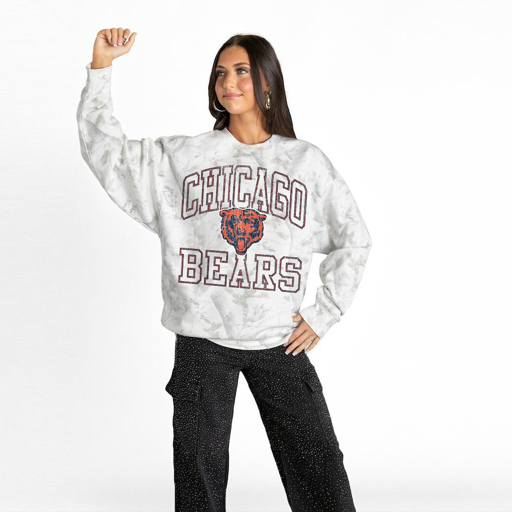 Chicago Bears Gameday Couture Women's Whiteout Oversized Premium Fleece Sweatshirt Arctic Camo - NFL
