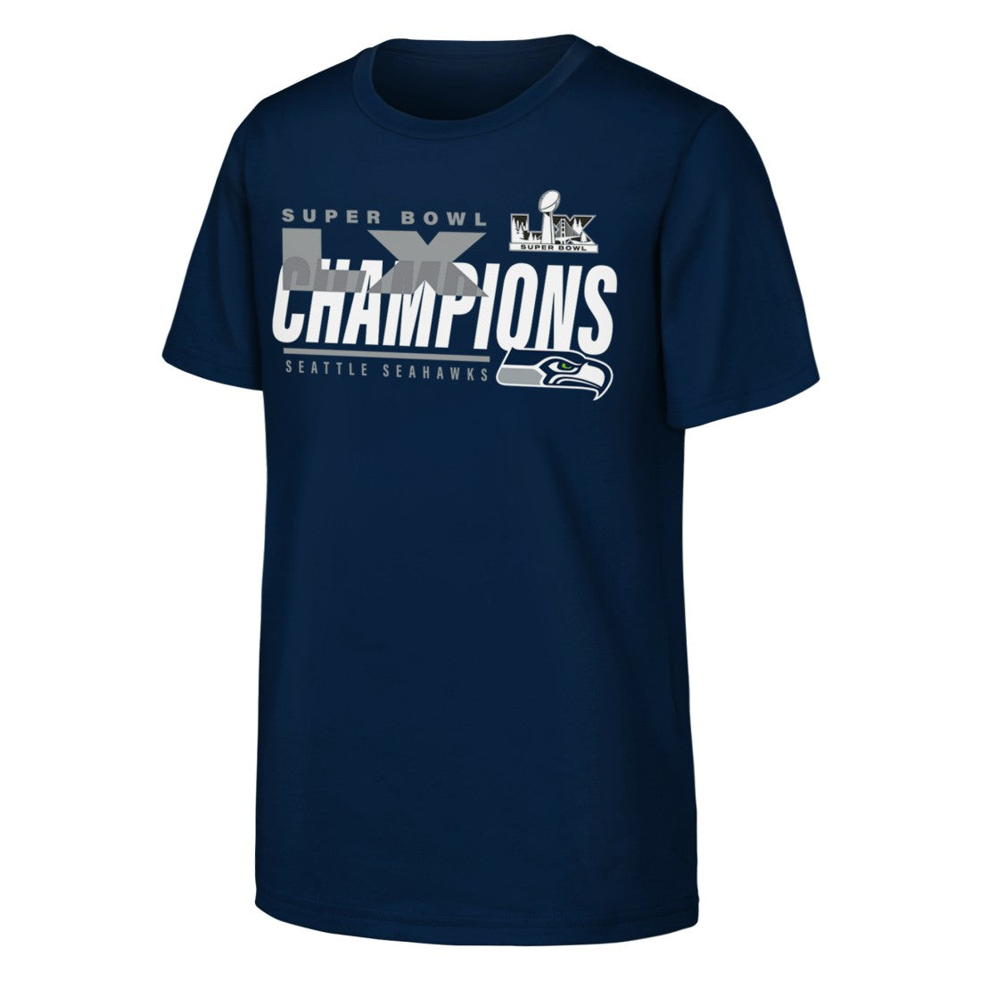 Seattle Seahawks Youth Super Bowl LX Champions Iconic Victory T-Shirt College Navy - Fanatics