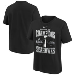 Seattle Seahawks Youth Super Bowl LX Champions Locker Room Trophy Collection Replica T-Shirt Black - Nike