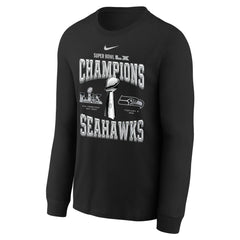 Seattle Seahawks Youth Super Bowl LX Champions Locker Room Trophy Collection Long Sleeve T-Shirt Black - Nike