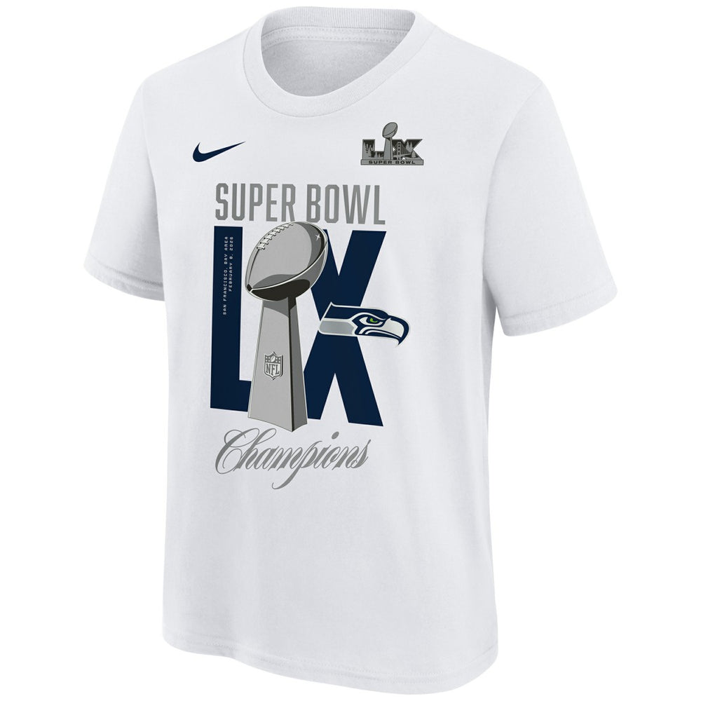 Seattle Seahawks Youth Super Bowl LX Champions Lombardi Trophy T-Shirt White - Nike