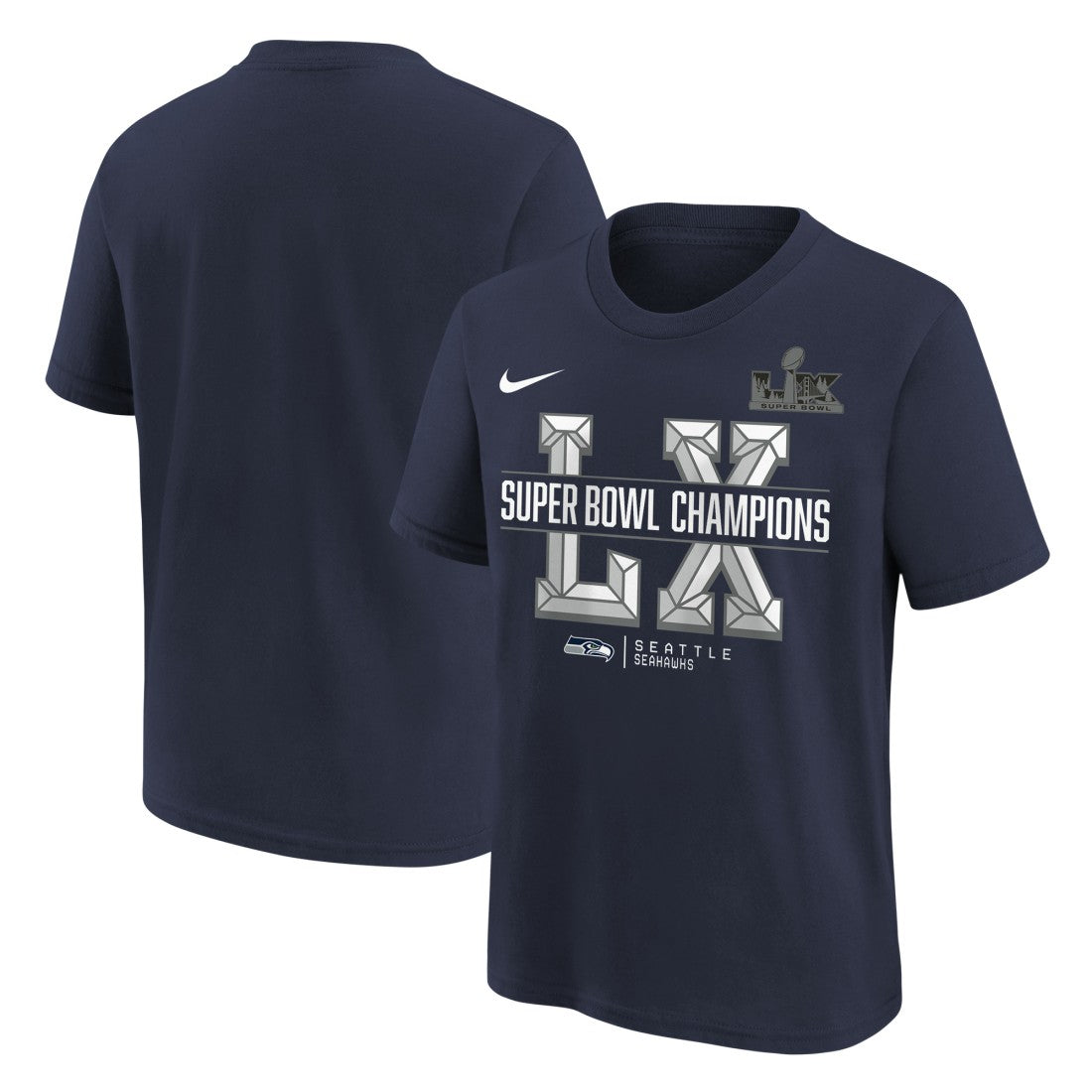 Seattle Seahawks Youth Super Bowl LX Champions T-Shirt College Navy - Nike