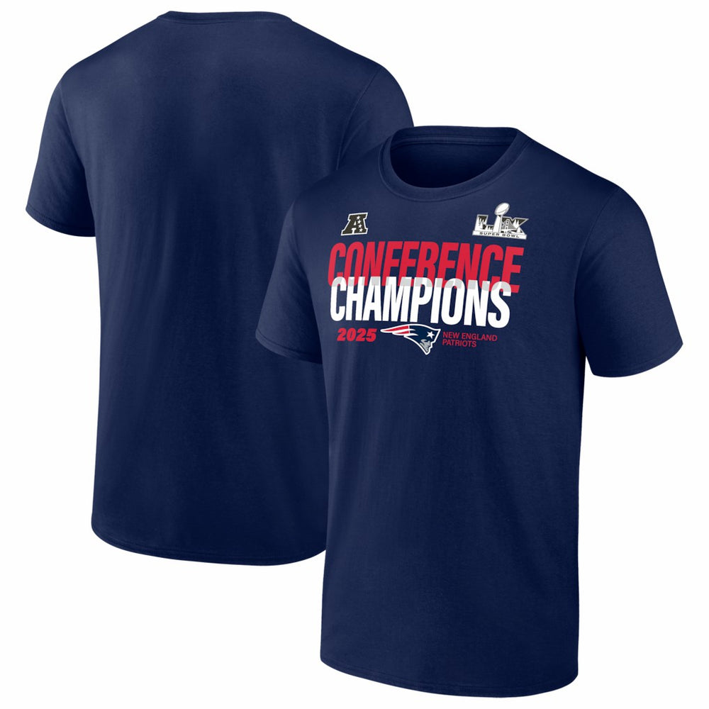 New England Patriots 2025 AFC Champions Big & Tall Right Side Draw T-Shirt Navy - Fanatics