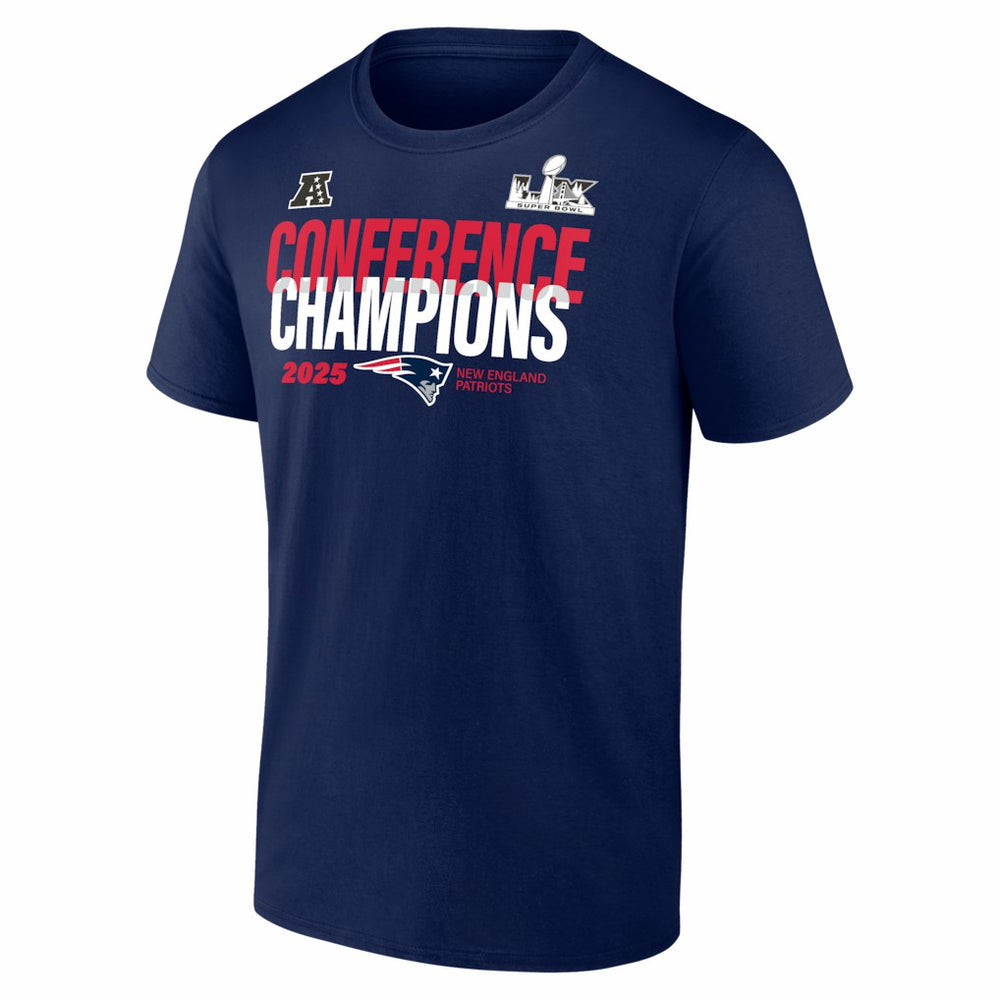 New England Patriots 2025 AFC Champions Big & Tall Right Side Draw T-Shirt Navy - Fanatics