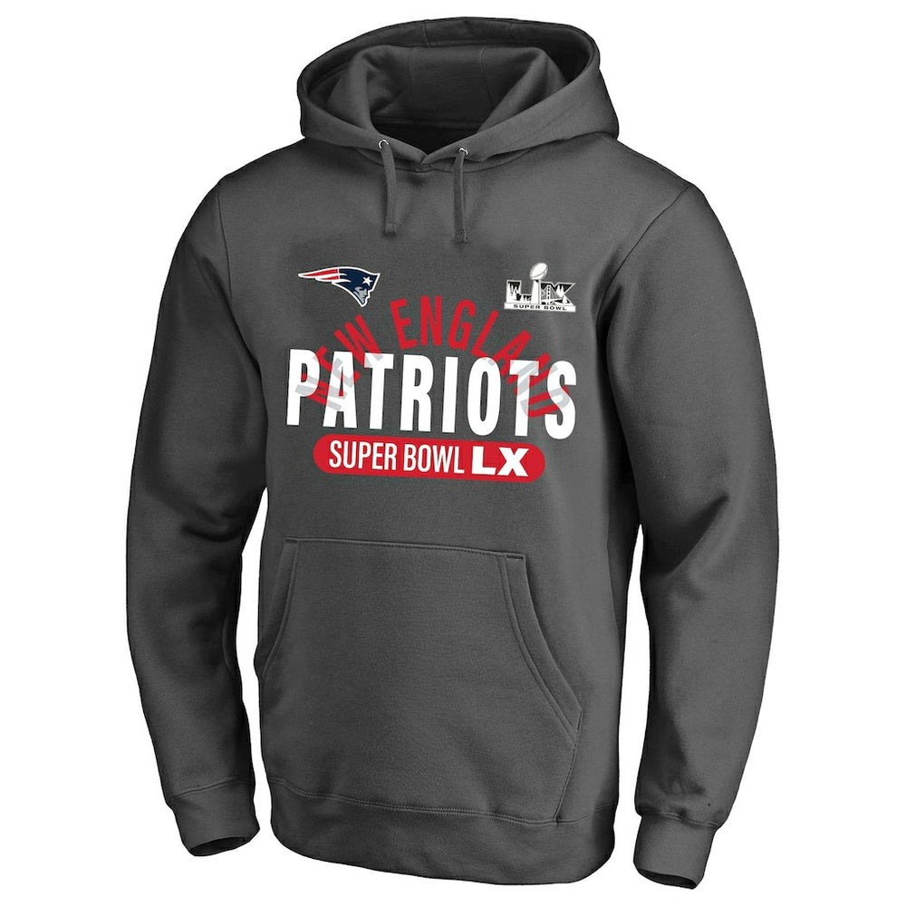 New England Patriots Super Bowl LX Big & Tall Game Plan Hoodie Charcoal - Fanatics