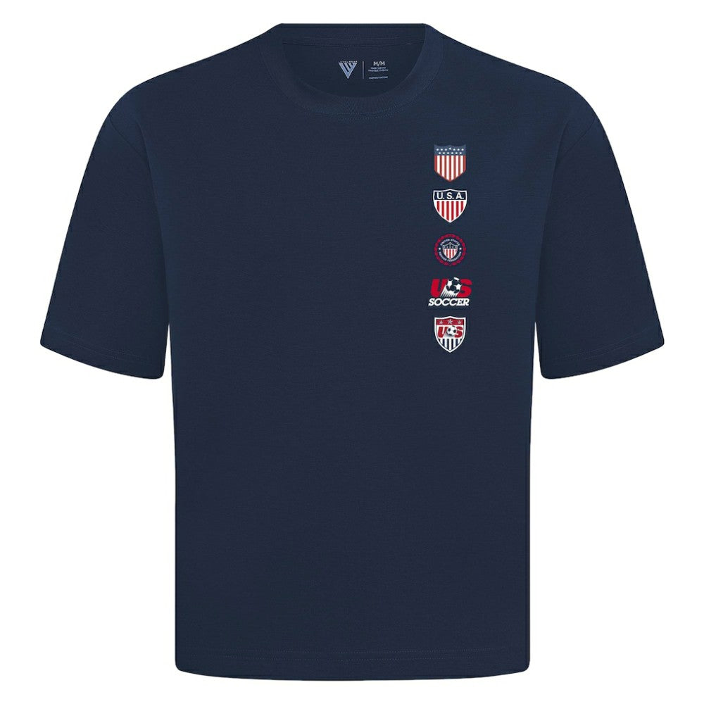USMNT Levelwear Luxe Signature Knit Timeline T-Shirts - Navy