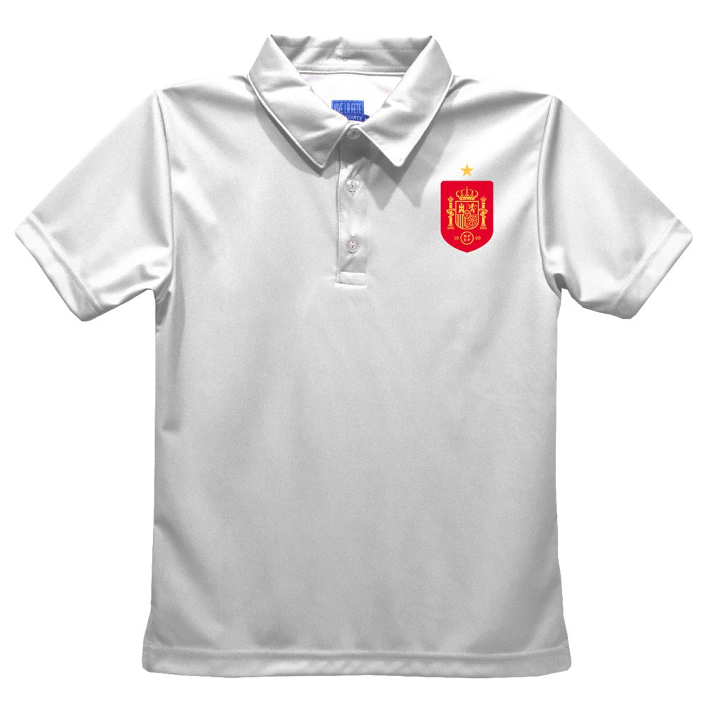 Spain National Team Vive La Fete Youth Solid Polo - White