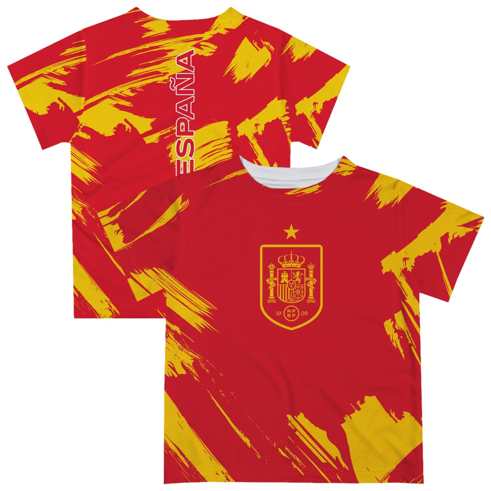 Spain National Team Vive La Fete Youth Paint Brush T-Shirts - Red