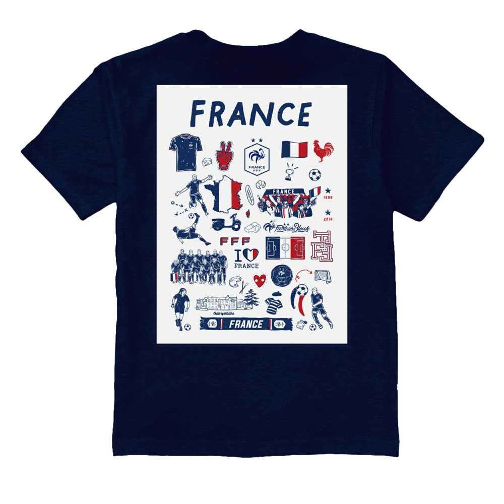 France National Team Vive La Fete Youth Impressions Artwork T-Shirts - Navy