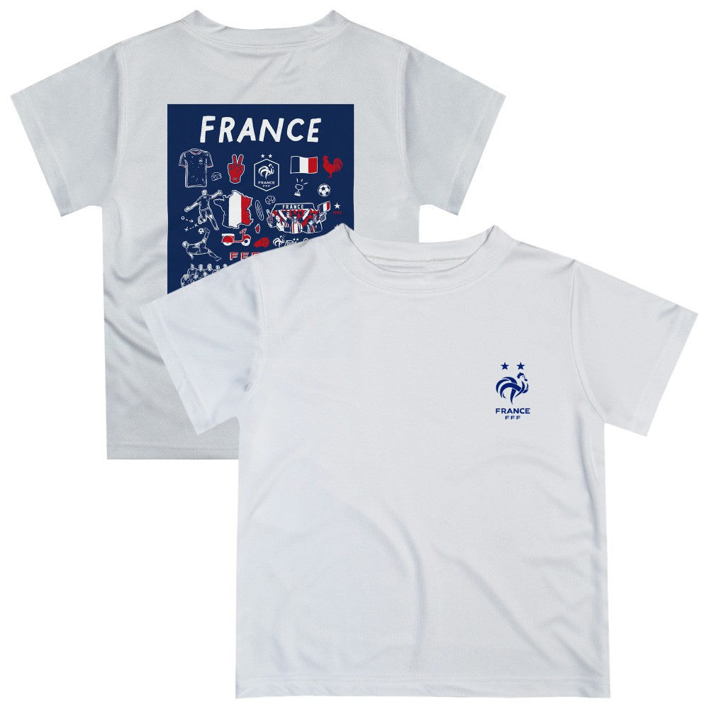 France National Team Vive La Fete Youth Impressions Artwork T-Shirts - White