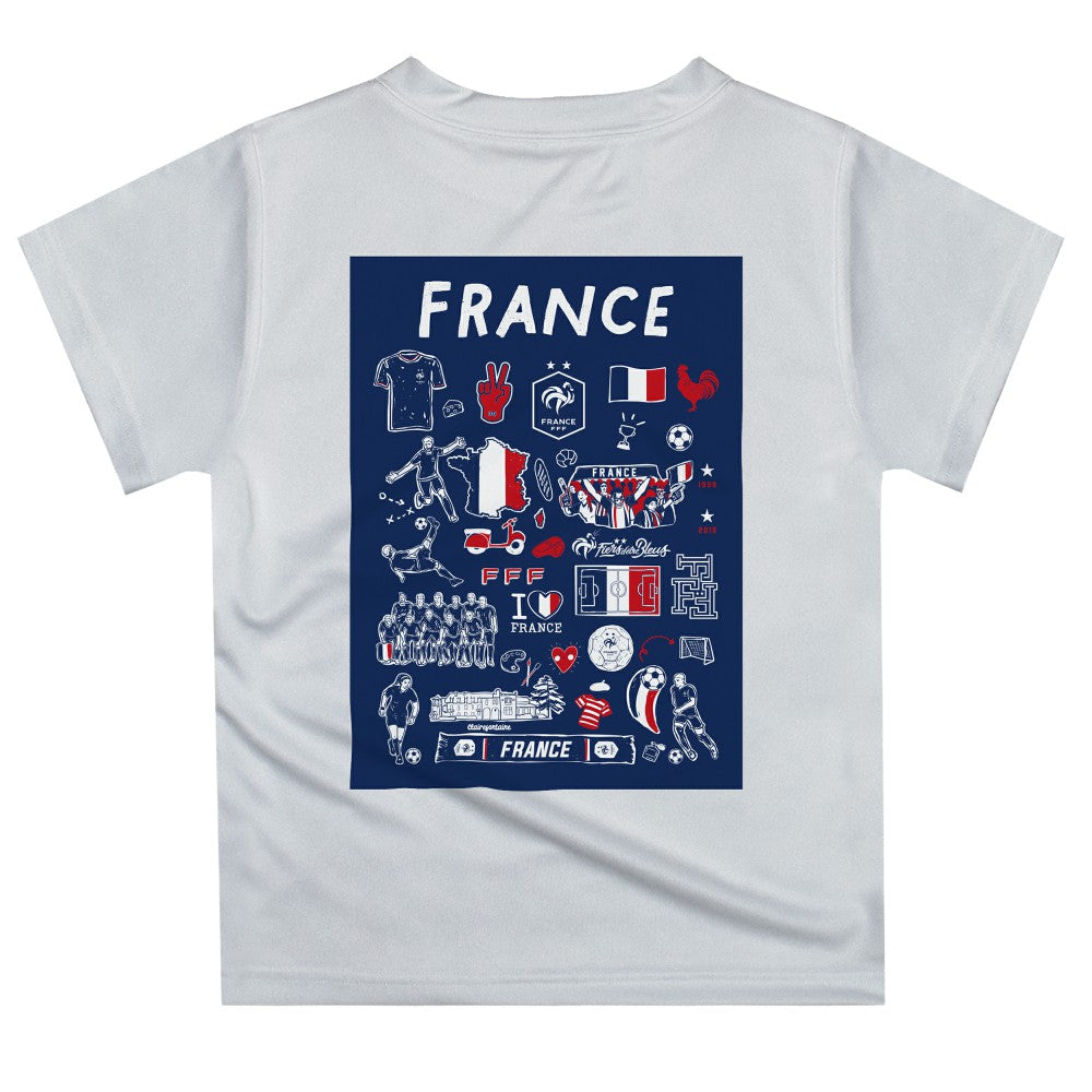 France National Team Vive La Fete Youth Impressions Artwork T-Shirts - White
