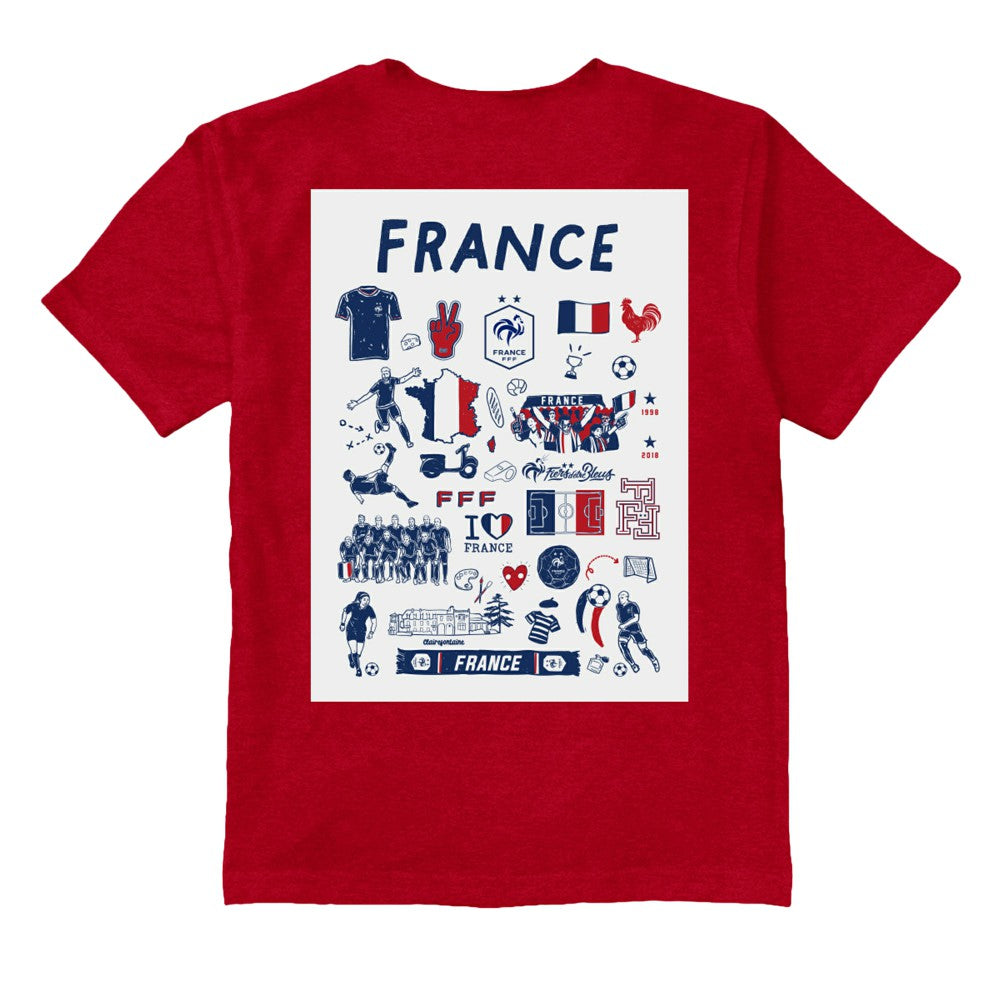 France National Team Vive La Fete Youth Impressions Artwork T-Shirts - Red