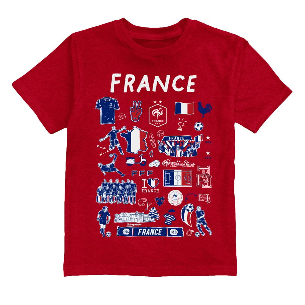 France National Team Vive La Fete Youth Impressions Artwork T-Shirts - Red